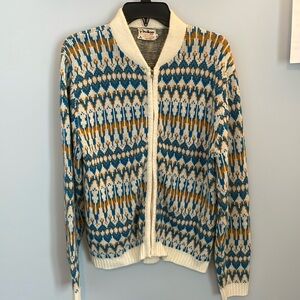 Vintage Indian brand woman’s M 100% virgin acrylic orlon zip sweater cardigan